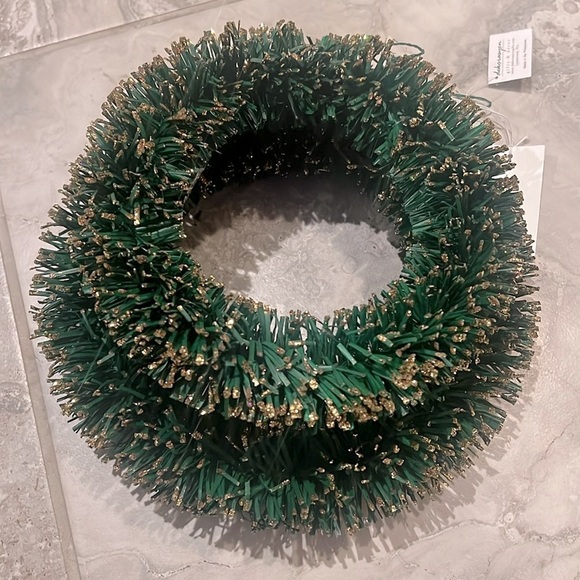 Dekorasyon Pandan Wreath Green w/Glittered Gold Tips, Set of 2, 8" & 10" NEW $90 - Picture 2 of 5